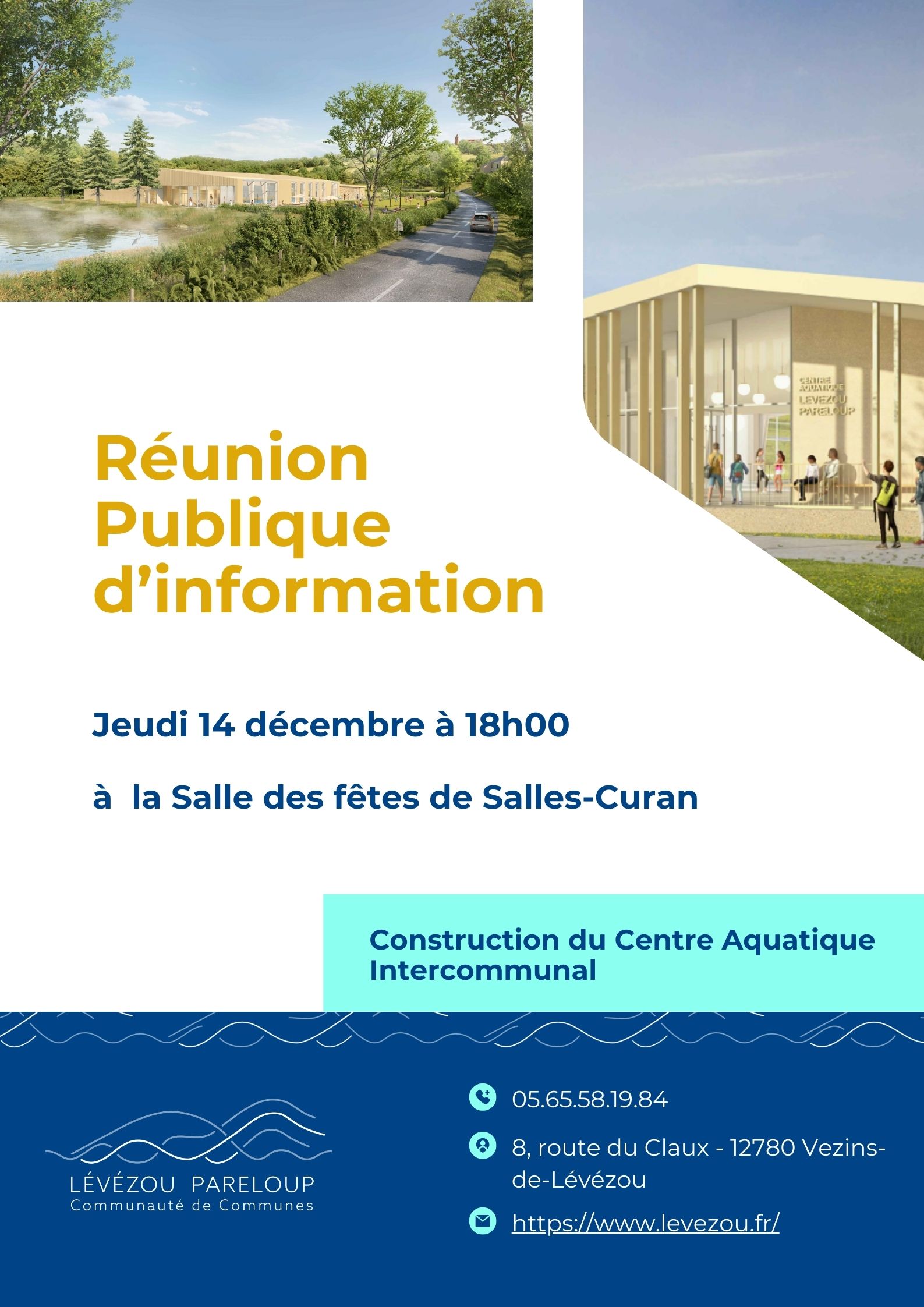 Affiche Réunion Publique Centre Aquatique Salles Curan
