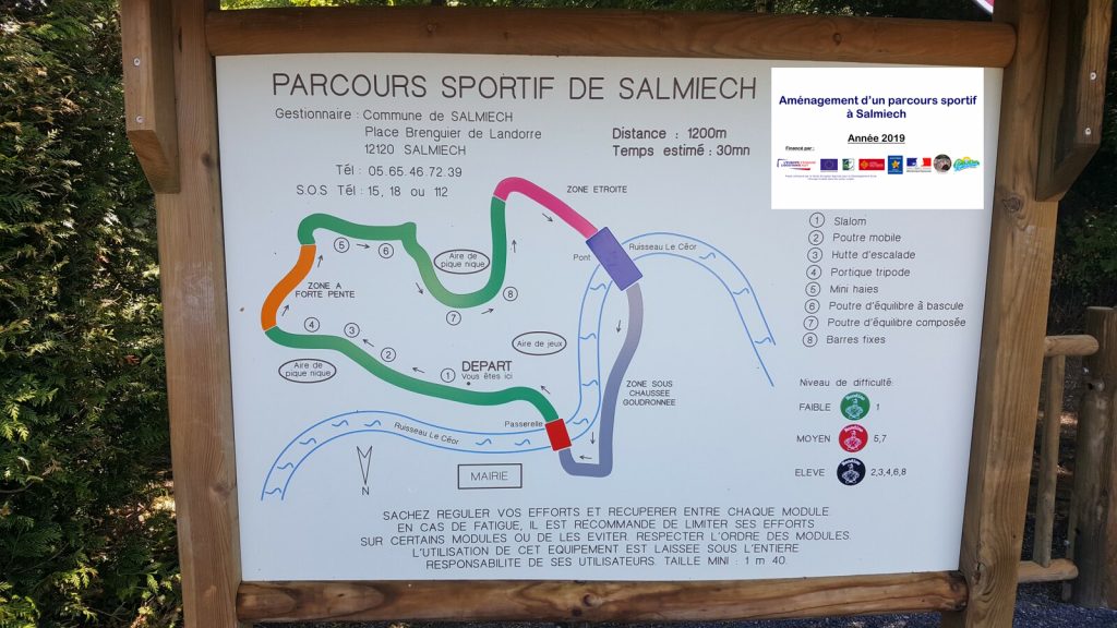 Panneau Parcours sportif financeurs Salmiech - Lévézou - Aveyron