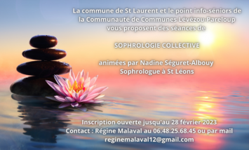 La commune de St Laurent et le point info-séniors de la Communauté de Communes Lévézou-Pareloup proposent une activité SOPHROLOGIE COLLECTIVE