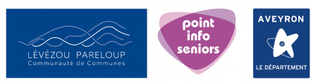 logo Point Info seniors, département de l'Aveyron, Communauté de communes Lévézou Pareloup